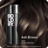 BOLDIFY Hair Fibers (56g) Fill In Fine and Thinning Hair for an Instantly Thicker & Fuller Look - Best Value & Superior Formula -14 Shades for Women & Men - ASH BROWN