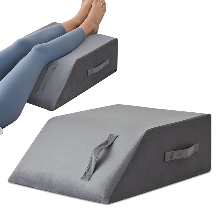 MEGCXIT Leg Pillow Elevation Blood Circulation, Leg Wedge for Elevation for Swelling, Leg Elevating Pillow for After Surgery Memory Foam Foot Knee Pillow for Back Sleeping 23.6×16.8×8 Inch Short Plush