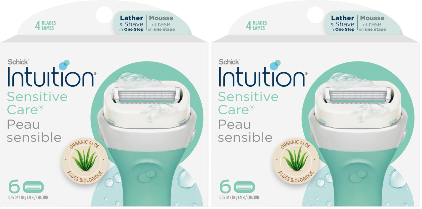 INTUITION Schick Refill,Razors for Women Sensitive Skin | Intuition Razor Blades Refill with Organic Aloe,Razor Refills,6 Count (Pack of 2)