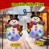 Lighted Christmas Garden Flag for Outside,8 Modes Led Snowman Yard Flags 12x18 Double Sided, Winter Outdoor Decorations for Home Porch (Snowman-12x18)