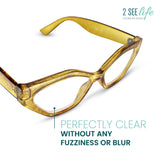 Rich Green Gold Geometric Cat Eye Reading Glasses for Women to Look Stylish with High Vision - Comfortable All Face Shape Womens Reading Glasses - Solid Readers For Women - Reading Glasses 1.5