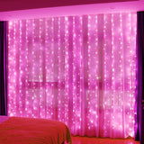 HXWEIYE 300LED Pink Fairy Curtain Hanging Lights with Remote 8 Modes Timer for Bedroom, 9.8x9.8Ft USB Plug in Christmas Fairy String Lights for Outdoor, Weddings, Party, Garden, Wall, Decorations