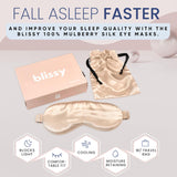 Blissy Silk Sleep Mask - Silk Eye Sleeping Mask for Women & Men for Total Blackout - 100% Pure Mulberry Silk, 22 Momme 6a Fibers - Blindfold Silk Sleep Mask Side Sleeper Eye Cover (Champagne)