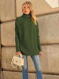 LILLUSORY Christmas Sweaters Womens Green Turtleneck Oversized Fall Fashion Sweater Dress 2024 Trendy Long Pullover Knit Tops