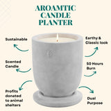 CandlePlanter Concrete Cement Candle Planter - Aromatherapy Scented Candles for Home, Soy Candles - Scented Candle & Dual Purpose Jar, Strong Scented - 8 Oz, 50 Hour Burn - Black Sandalwood