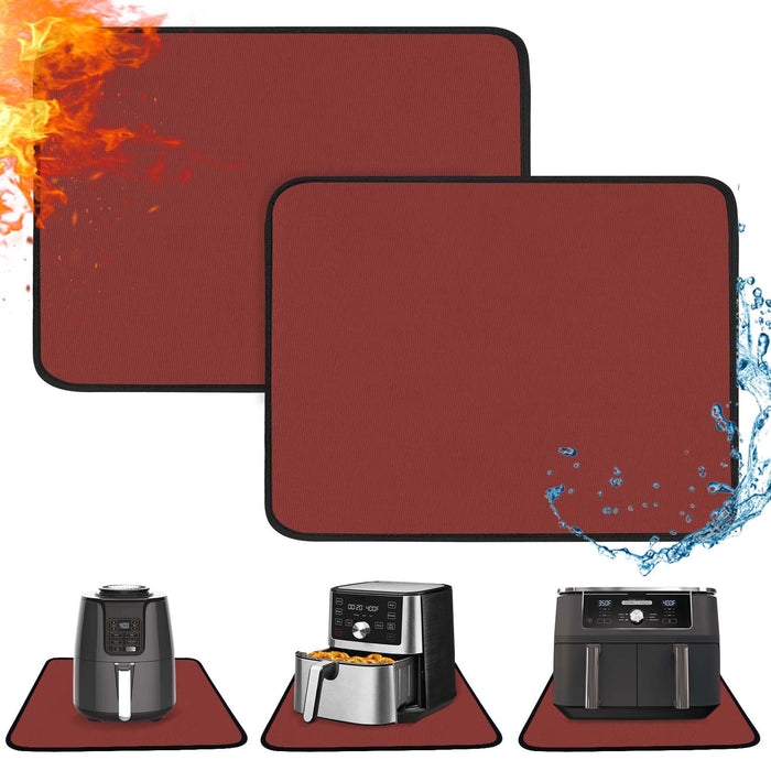 Amerbro Heat Resistant Mats for Countertop - Fireproof 16x24in Heat Resistant Mats for Air Fryer - Kitchen Countertop Protector for Air Fryer, Coffee Maker, Stand Mixer, Toaster, Oven 2PCS - Red