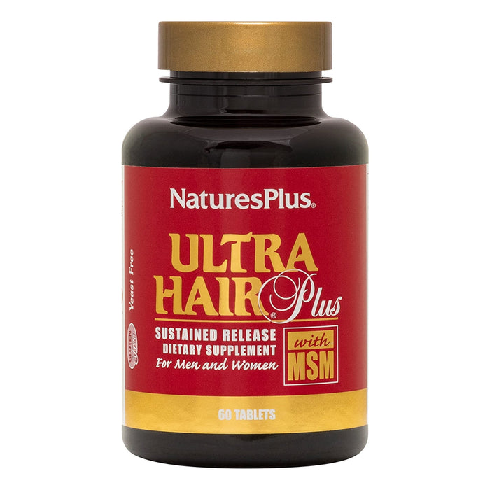 NaturesPlus Ultra Hair, Sustained Release - 60 Vegetarian Tablets - Natural Hair Growth Supplement For Men & Women - Longer, Thicker Hair - Gluten-Free - 30 Servings