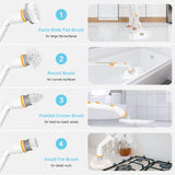 Electric Spin Scrubber, KIKOLIN 380RPM High Speed Power Scrubber, Cordless Cleaning Brush 2 Speeds for Bathroom, Tub, Shower, Floor with 4 Replaceable Brush Heads and Adjustable Extension Long Handle