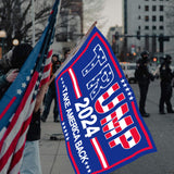 Trump 2024 Take America Back Flags 3x5 Outdoor Made in USA-Double Sided 3 Ply Heavy Duty Trump Blue Flags Banner for Outside with 2 Brass Grommets UV protection Fade Resistant for Indoor Outdoor