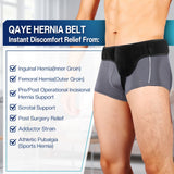 QAYE Hernia Belt for Men & Women - Left/Right Side Inguinal Hernia Support with Removable Compression Pads, Black (Medium)