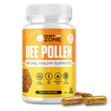 HONEYBEEZONE%100 Natural Raw Bee Pollen Granules in Capsules, Superfood, Vitamin B, Antioxidants, Minerals, Enzymes, Proteins, Amino acids, 500mg 60 Veggie Capsules, Keto Friendly Gluten-Free, Non-GMO