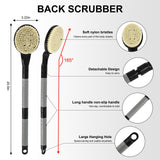 Back Scrubber Anti Slip for Shower, 21.7” Detachable Back Bath Brush for Shower, Back Scrubber, Exfoliation and Improved Skin Health for Elderly with Limited Arm Movement, Disabled (21.7” Black)