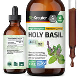 Holy Basil Tincture - Organic Tulsi Powder Liquid Extract - Promotes Calmness and Reduce Stress - Ursolic Acid Supplement - Alcohol and Sugar Free Holy Basil Extract - Vegan Drops 4 Fl.Oz.