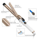 Hoson 1 Inch Curling Iron Professional Ceramic Tourmaline Coating Barrel Hair Curler, LCD Display with 9 Heat Setting(225°F to 450°F for All Hair Types, Glove Include)