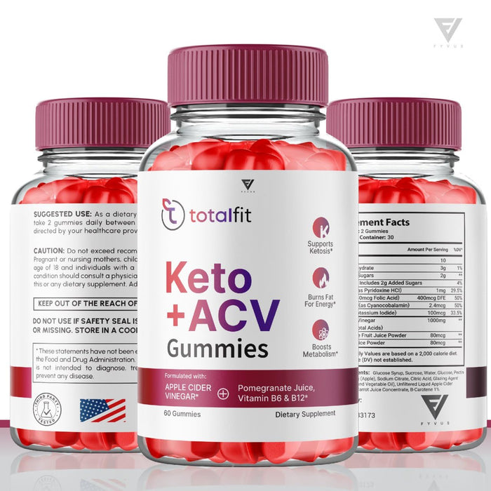 (2 Pack) Total Fit Keto ACV Gummies Advanced Weight Loss, Total Keto ACV Apple Cider Vinegar Gummies for Weight Loss, Totalfit Keto ACV + BCB Top Good Health Labs 525 MG (120 Gummies)