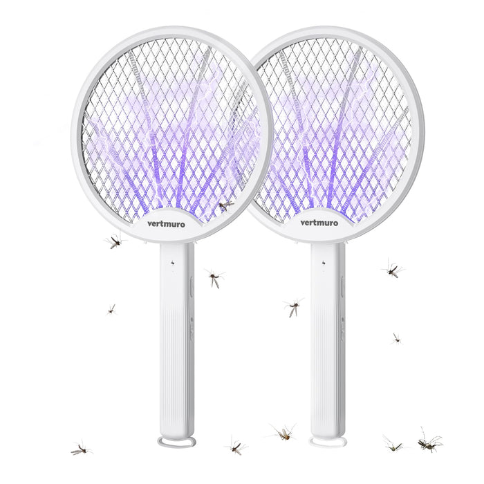 4000V Electric Fly Swatter, 2-in-1 Foldable Bug Zapper Racket with USB Rechargeable Battery, UV Light, Mosquito Killer Zapper for Home Office Camping, 2PC