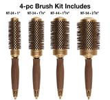 Olivia Garden NanoThermic Ceramic + Ion Round Thermal Hair Brush NT-54, NT-44, NT-34, NT-24 (4-pc Box)