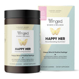 Winged Happy Her Mood Gummies | Happy Mind & Positive Feelings | Clinically-Studied Saffron Extract, Lion’s Mane, Lemon Balm, Vitamin D, L-Tyrosine & Chaste Tree Extracts | Cherry Berry Flavor (42ct)