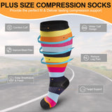 4 Pairs Plus Size Compression Socks for Women & Men, Extra Wide Calf 20-30 mmhg Knee High Compression Stockings for Circulation Swelling Support