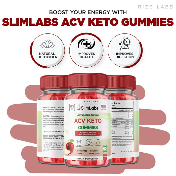 (2 Pack) Slim Labs ACV Gummies - Slim Labs Weight Loss Gummies - Slim Labs Gummies Keto+ACV SlimLabs Belly Fat Diet Gummy AC Gummies Reviews Gomitas (120 Gummies)