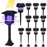 Solar Bug Zapper Outdoor UV Mosquito Killer Black Fly Repellent Light Waterproof Pest Control Insect Fly Trap LED Insecticidal Lamp Hang or Stake in The Ground for Indoor Home Garden(12 Pack)