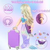 18 inch Girl Doll Accessories Case Luggage Travel Play Set with Doll Clothes Camera Travel Pillow Bag Dress Glasses Doll Stuff Fit 18 inch Doll Christmas Birthday Gift