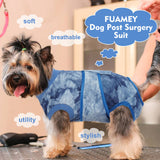 FUAMEY Recovery Suit for Dogs After Surgery,Soft Breathable Dog Bodysuit E-Collar & Cone Alternative Surgical Suit,Male Female Dog Neuter Spay Suits Anti Licking Wounds Onesie Blue Tie Dye XXL