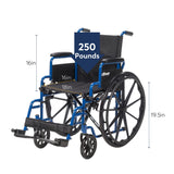 Drive Medical Blue Streak Ultra-Lightweight Wheelchair with Flip-Backs Arms & Swing-Away Footrests & DMI Wheelchair Bag Provides Storage on Wheelchairs and Transport Chairs for Elderly and Disabled