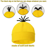 CONGRU 4 Pcs Halloween Costume Accessories Adults-Yellow Beanie hat/Goggles/Gloves/Suspenders for Halloween Dress Up