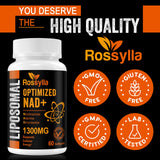 Rossylla Liposomal NAD Supplement – 1300 mg per Serving for General Wellness, High Absorption, 480 Count, Supports Cellular Energy