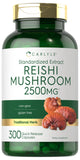 Carlyle Reishi Mushroom Supplement 2500mg | 300 Capsules | Non-GMO, Gluten Free Reishi Mushroom Extract