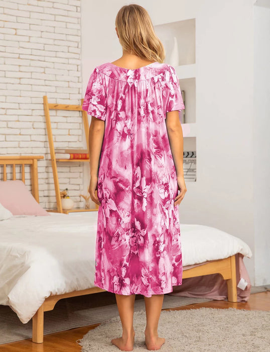 Bloggerlove Moo Moos Patio Dress Florar Nightgown Plus Size Dresses for Elderly Women House Dresses