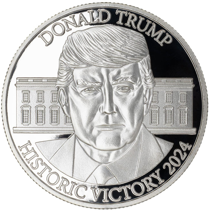 Donald Trump 2024, AS-SEEN-ON-TV Victory Commemorative Coin, Pure .999 Silver Layered, Limited Edition, Historic Election Collectible with Display Case and Certificate