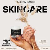 Amallow 100% Grass Fed Beef Tallow for Skin Care - Face + Body - Whipped Moisturizer - 100% Natural Lotion, 4 FL. oz. (Vanilla Lavender)