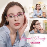 Missfive Premium Progressive Multifocus Metal Computer Reading Glasses For Women & A Hard Case, No Line Multifocal Readers with No Broken Spring Hinge(Workspace For Near Range 3.00x)