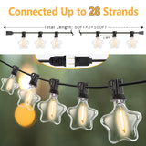 100FT Outdoor String Lights LED Patio Lights Outside Waterproof Star String Lights w/ 52 Dimmable Edison Bulbs(2 Spare), Connectable Hanging Lights for Backyard Porch Christmas Party, Black(50FT*2)