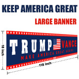 Support Trump JD Vance 2024 Political Campaign Large Banner Sign Flag with Brass Grommets,Pro Trump Vance Make America Great Again Outdoor Sign House Banner Yard Lawn Decoration 98X18''