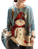 YESNO Ugly Christmas Sweater for Women Funny Snowman Graphic Printed Pullover Sweaters 3XL S01 CR121