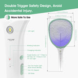 Faicuk Rechargeable Handheld Bug Zapper Racket 2 in 1 Electric Fly Swatter (2 in 1 Green)