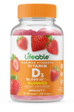 Lifeable Vitamin D3 10000 IU - Great Tasting Natural Flavor Gummy Supplement - Gluten Free Vegetarian GMO-Free Chewable - for Strong and Healthy Bones - for Adults, Men, Women - 90 Gummies