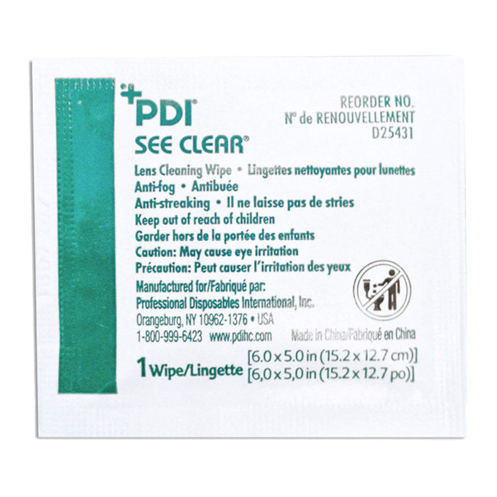 See Clear Lens Cleaning Wipes - Eye Glasses Cleaner Wipes - Non-Scratching, Non-Streaking, Pre-Moistened Wipes - Individual Packet, 6.5 in. x 5 in., 120 Wipes, 2 Packs, 240 Total