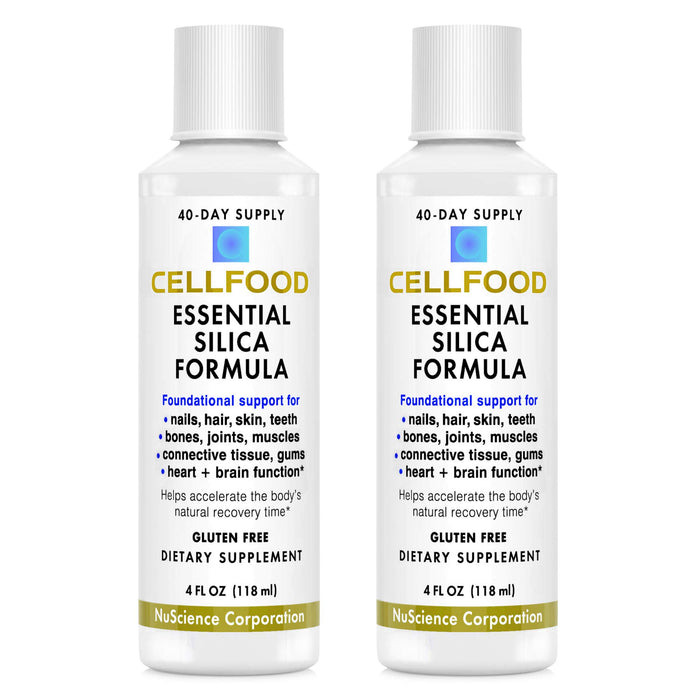 Cellfood Essential Silica Anti-Aging Formula, 4 fl oz, 2 Pack - Supports Healthy Bones, Joints, Hair, Skin, Nails, Teeth & Gums - Easy to Absorb - Gluten Free, Thiaminase Free, Non-GMO - 80-Day Supply