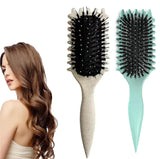 Curl Defining Brush, 2024 Newest Boar Bristle Hair Brush Styling Brush, Curly Hair Brush, Curl Define Styling Brush, Shaping & Defining Curls for Women (Beige+Green)