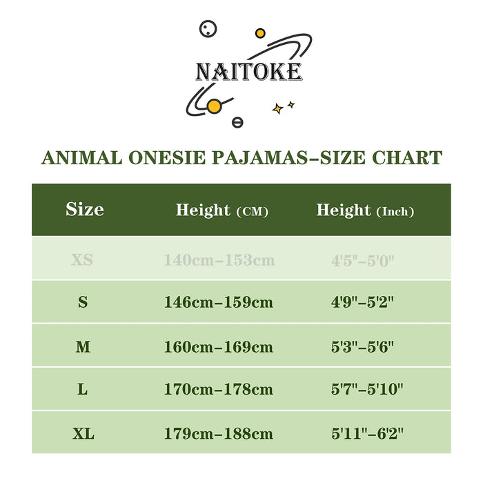 NAITOKE Adult Animal Onesie Halloween Costume Cosplay One-Piece Pajamas Women Man Teens Blue Green