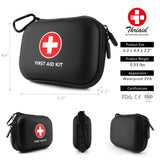 Mini First Aid Kit, 100 Pieces Water-Resistant Hard Shell Small Case - Perfect for Travel, Outdoor, Home, Office, Camping, Hiking, Car (Black)