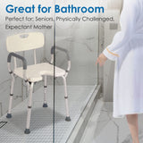 Shower Chair with Arms and Back Heavy Duty 330lbs, Shower Chair for Inside Shower, Shower Seat for Inside Shower Bathroom Chair with Cutout Seat & Cold-Proof Pads, Tools-Free Assembly