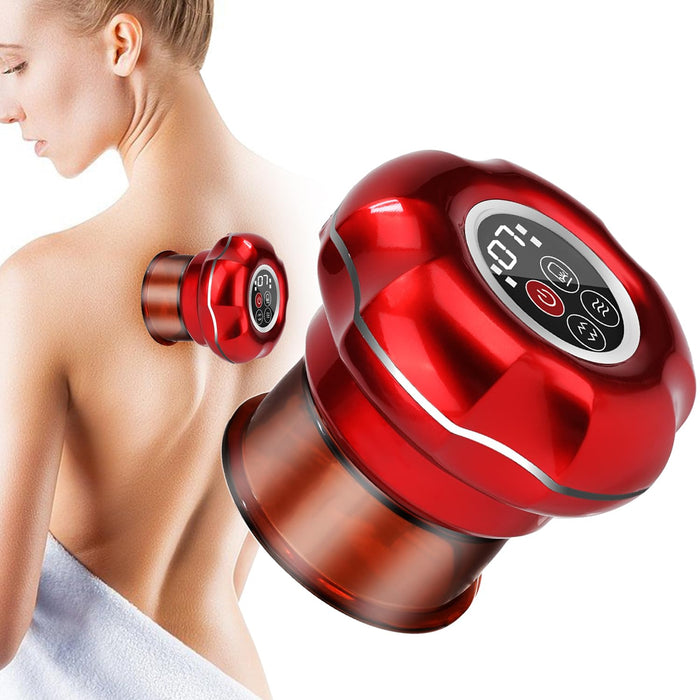 Origintek 4 in 1 Electric Cupping Therapy Set with 12 Level Heating, Smart Cupping Therapy Massager with 2 Cups for Targeted Fatigue, Aches, Muscle Soreness and Tighter Skin. Red