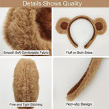 Beviliu 4 Packs Brown Bear Ears Headband, Cute Fluffy Ear Hairband Animal Head Wear for Party Cosplay Costume Makeup Washing Face Headband Hair Hoop, Adults Women, Christmas Gift