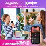 Kinglucky Gift Idea Mini Karaoke Machine for Kids, with 1 Year Sing APP Premium (14M+ Songs), Portable Bluetooth Speaker with Wireless Microphone, Birthday Christmas Toy Gifts for Girls 3-12+ (Pink)