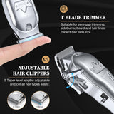 Ufree Professional Hair Clippers for Men, Cordless Metal Barber Clippers and Trimmers Set, Clippers for Hair Cutting Kit with LCD Display, Zero Gap T-Blade Beard Hair Trimmer, Gifts for Men, Silver